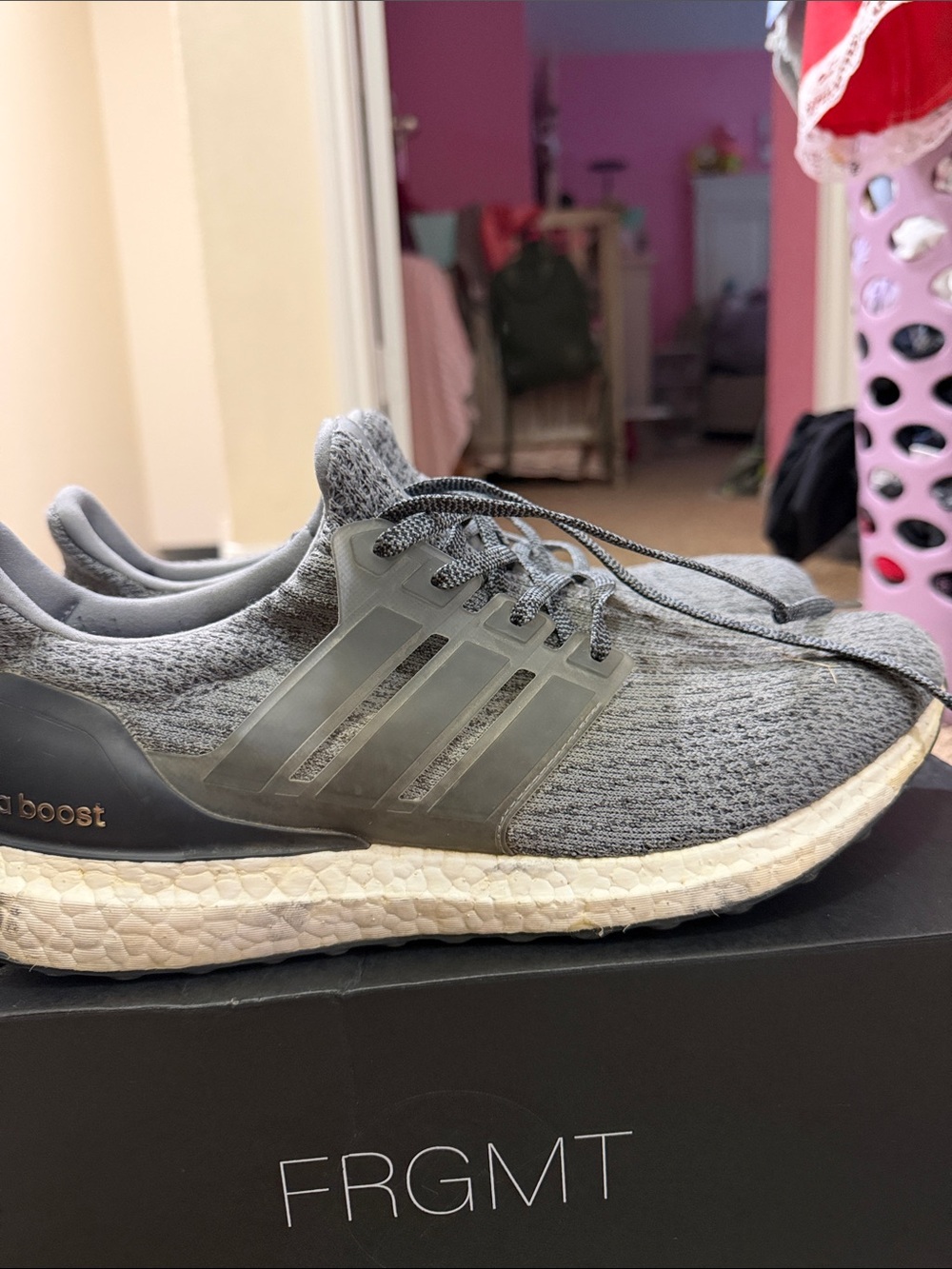 adidas Grey Knit Ultraboost Running Shoes